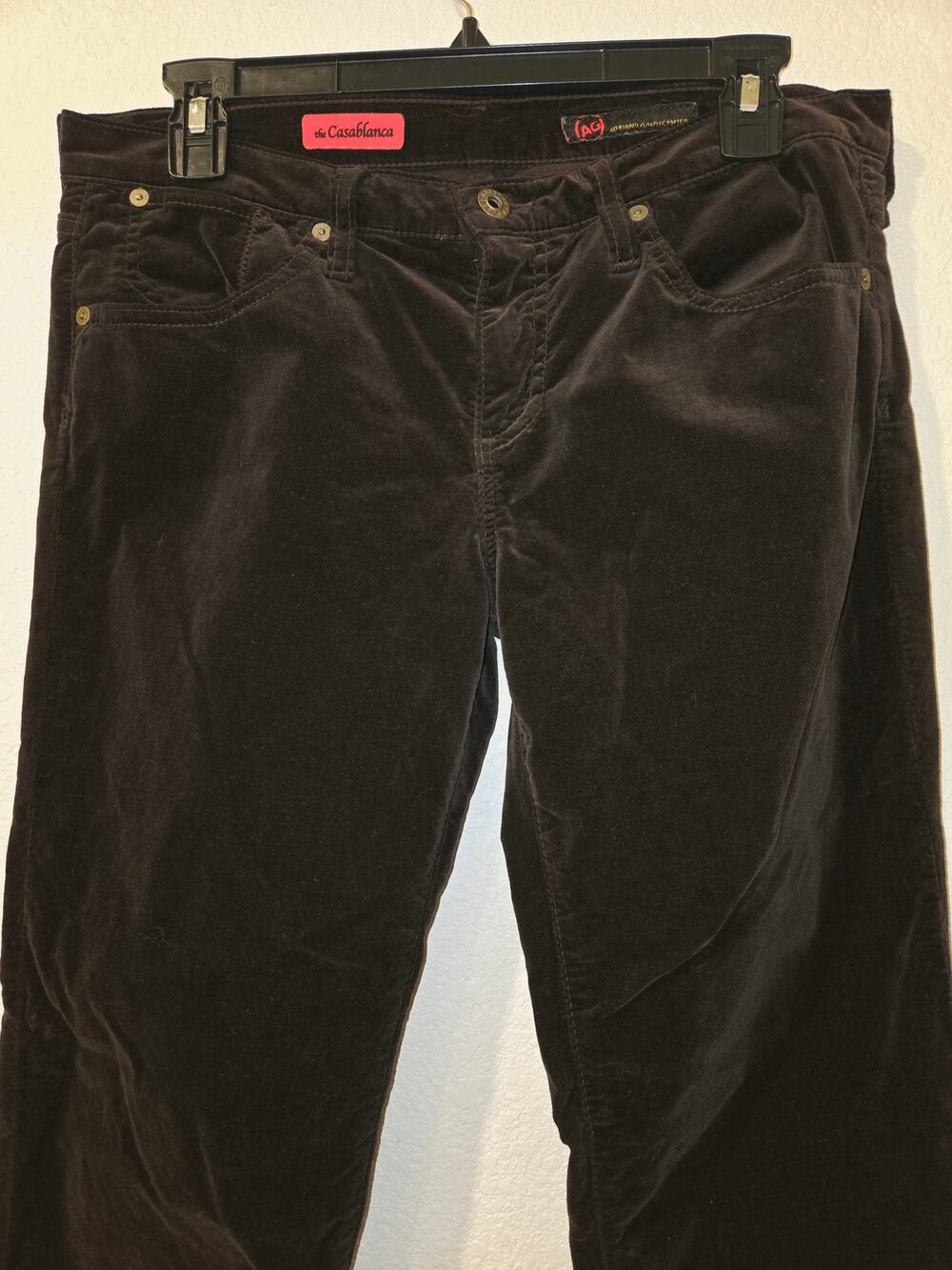 AG Adriano Goldschmied Casablanca Dark Brown Velvet Corduroy Bootcut Pants 31